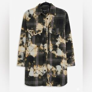 All Saints Lily Check Shacket Dress Shirt Plaid Bleach size 0 new with tags